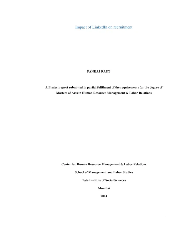 Impact of <em>LinkedIn</em> on recruitment